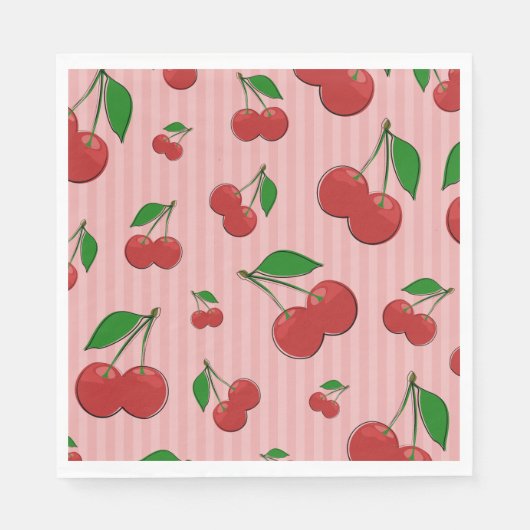 Serviette En Papier Illustration de cerises (Devant)