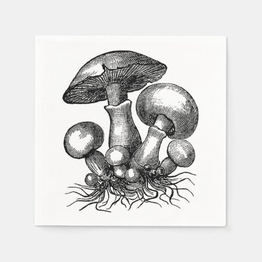 Serviette En Papier Illustration de champignon vintage (Devant)
