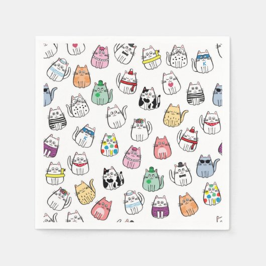 Serviette En Papier Illustration de chat de dessin animé (Devant)