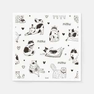 Serviette En Papier Illustration de chat de dessin animé