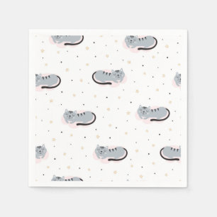Serviette En Papier Illustration de chat de dessin animé