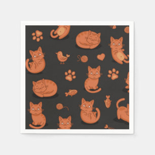 Serviette En Papier Illustration de chat de dessin animé