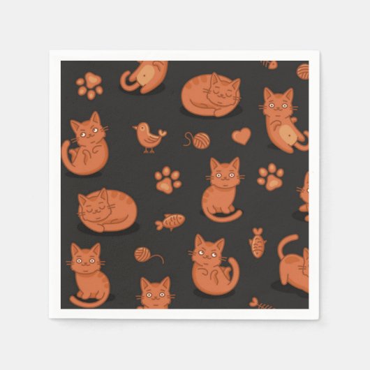 Serviette En Papier Illustration de chat de dessin animé (Devant)