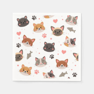 Serviette En Papier Illustration de chat de dessin animé