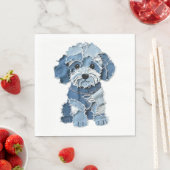 Serviette En Papier Illustration de chien en patchwork de denim mignon (En situation)