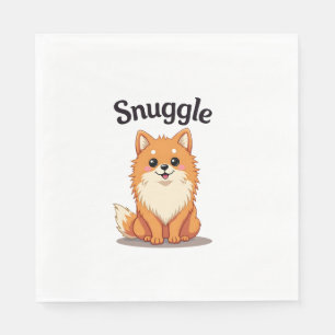 Serviette En Papier Illustration de chien mignon Pomeranian câlin vint