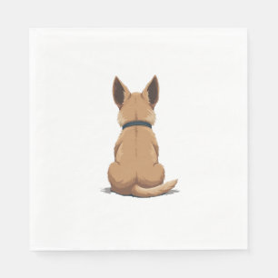 Serviette En Papier Illustration de chien vintage vu de dos avec de gr