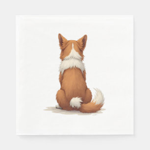 Serviette En Papier Illustration de chien vintage vue de dos sur fond 