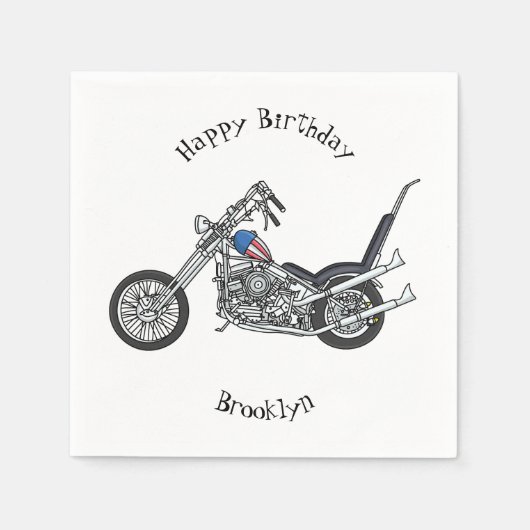 Serviette En Papier Illustration de Chopper Motorcycle 1950 (Devant)