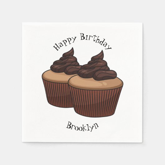 Serviette En Papier Illustration de Cupcake (Devant)