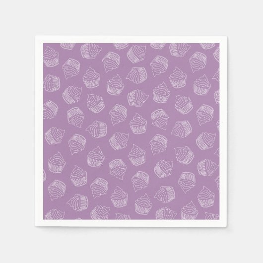 Serviette En Papier Illustration de cupcake violet (Devant)