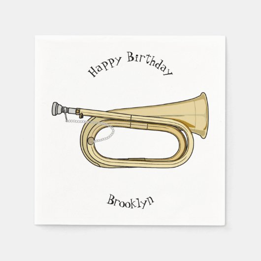 Serviette En Papier Illustration de dessin animé Bugle (Devant)