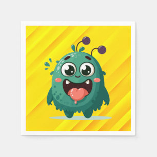 Serviette En Papier Illustration de dessin animé de monstre mignon