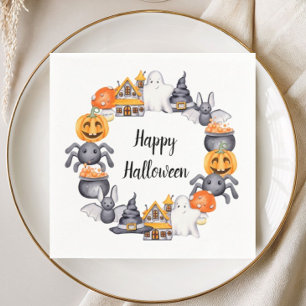 Serviette En Papier Illustration de fête d'Halloween joyeuse et mignon