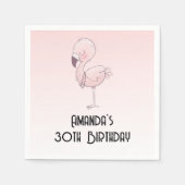 Serviette En Papier Illustration de Flamant rose rose mou Anniversaire (Devant)