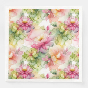 Serviette En Papier Illustration de fleurs pastel à l'encre alcoolique