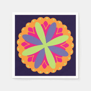 Serviette En Papier illustration de formes florales orange