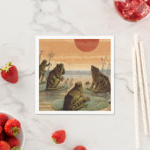 Serviette En Papier Illustration de grenouilles Lily Pads Moon (En situation)