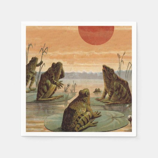 Serviette En Papier Illustration de grenouilles Lily Pads Moon (Devant)