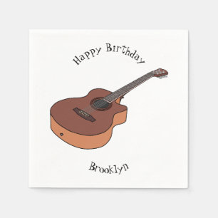 Serviette En Papier Illustration de guitare acoustique en cartoon