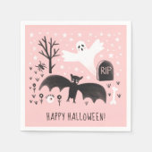 Serviette En Papier Illustration de Halloween mignonne chauve chauve-s (Devant)