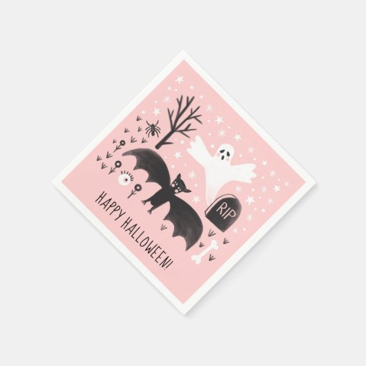 Serviette En Papier Illustration de Halloween mignonne chauve chauve-s (Coin)