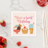 Serviette En Papier Illustration de la crème glacée d'anniversaire (En situation)
