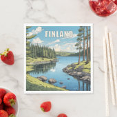 Serviette En Papier Illustration de la nature finlandaise (En situation)