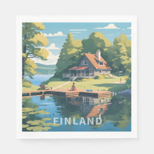 Serviette En Papier Illustration de la nature finlandaise