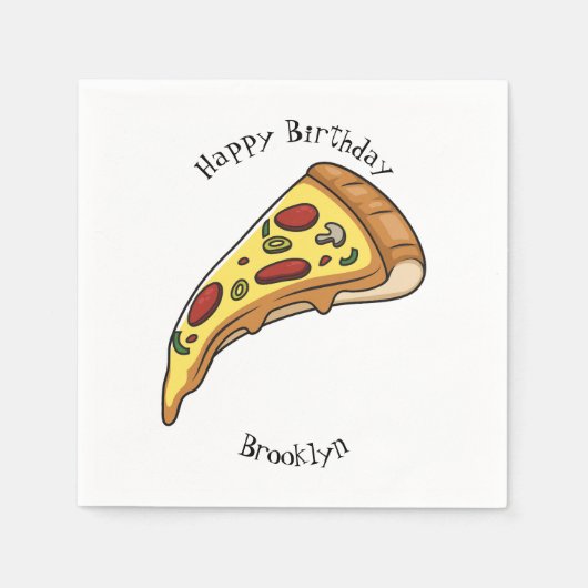 Serviette En Papier Illustration de la pizza (Devant)