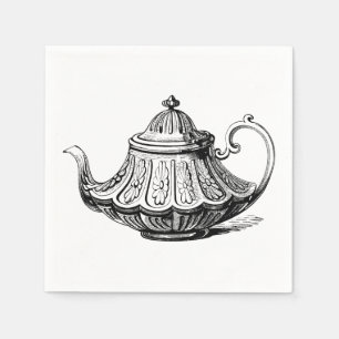 Serviette En Papier Illustration de la théière antique