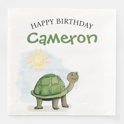 Serviette En Papier Illustration de la tortue mignonne (Devant)