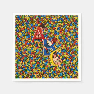 Serviette En Papier Illustration de l'alphabet pour enfants ABC vintag