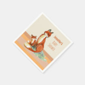 Serviette En Papier Illustration de l'aquarelle Momma Fox et Baby (Coin)