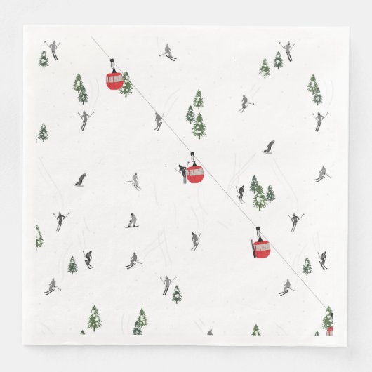 Serviette En Papier Illustration de l'ascenseur Ski Rouge (Devant)