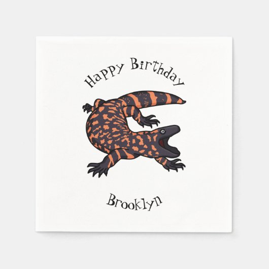 Serviette En Papier Illustration de lézard géant affamé (Devant)