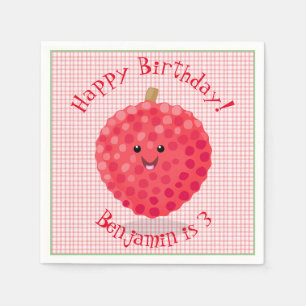 Serviette En Papier Illustration de litchee rose mignon