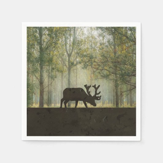 Serviette En Papier Illustration de l'orignal en forêt (Devant)