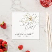 Serviette En Papier Illustration de Magnolia blanc Mariage minimal mod (En situation)