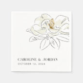 Serviette En Papier Illustration de Magnolia blanc Mariage minimal mod (Devant)