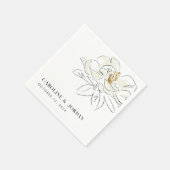 Serviette En Papier Illustration de Magnolia blanc Mariage minimal mod (Coin)