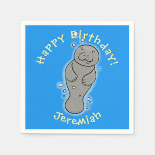 Serviette En Papier Illustration de mignon bébé manaté avec bulles