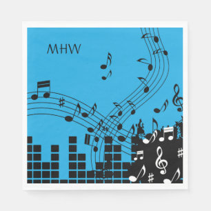 Serviette En Papier Illustration de musique monogramme personnalisé se