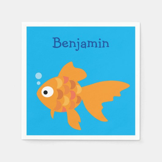 Serviette En Papier Illustration de poisson d'or convivial (Devant)