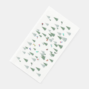 Serviette En Papier Illustration de skieurs alpins en descente