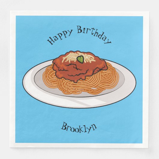 Serviette En Papier Illustration de Spaghetti (Devant)
