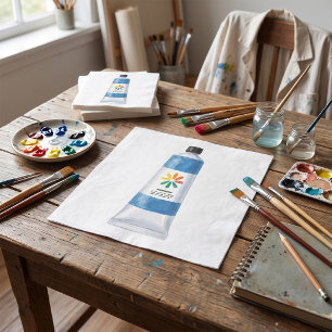 Serviette En Papier Illustration de tube de peinture bleu aquarelle