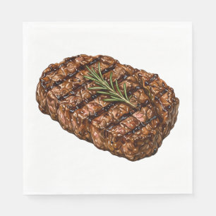 Serviette En Papier Illustration de viande de BBQ Steak Ribeye grillé