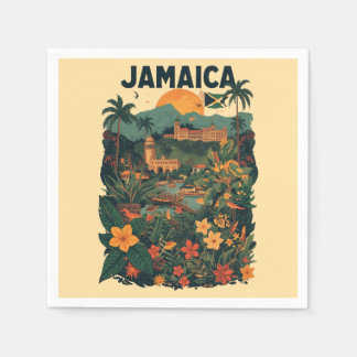 Serviette En Papier Illustration de voyage à la Jamaïque de style vint