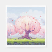 Serviette En Papier Illustration des arbres roses (Devant)